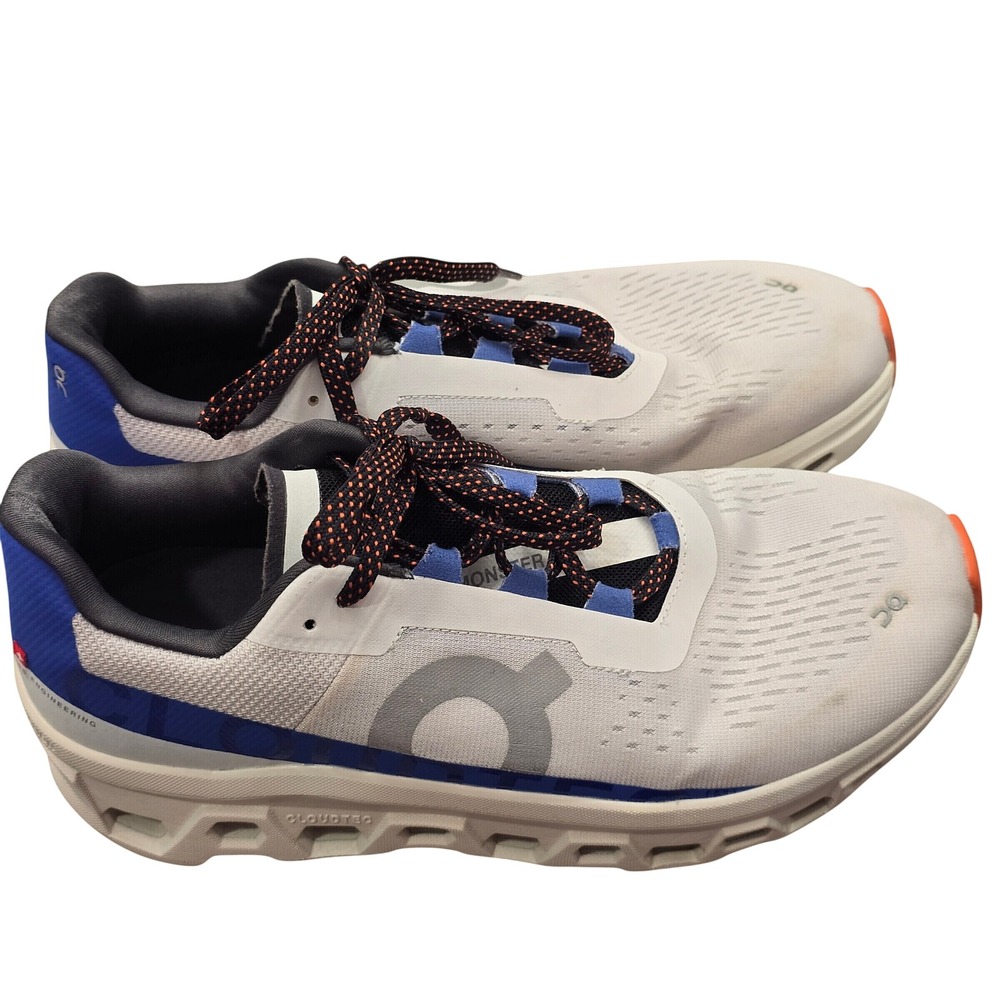On Running Cloudrunner US 10 White Blue Running Shoes CloudTec Athletic Sneakers